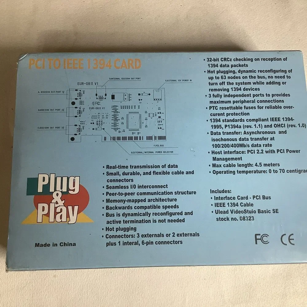 Plug & Play PCI to IEEE 1394 CARD NIB Interface card PCI Bus Cable Ulead Video‎